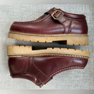 Vintage Men's Y2K NY Lugz Co. Burgandy Leather Monk Strap Loafers  Size 10