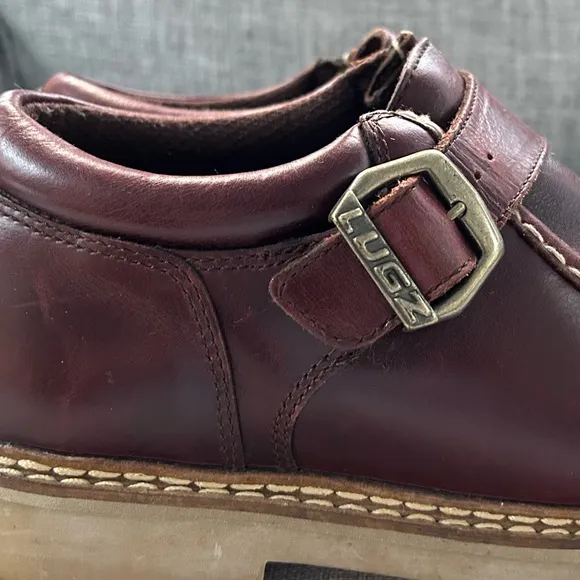Vintage Men's Y2K NY Lugz Co. Burgandy Leather Monk Strap Loafers  Size 10