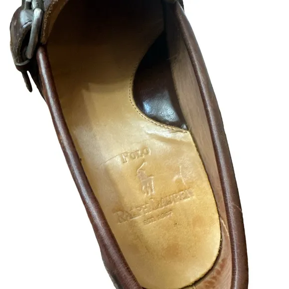 Vintage‎ Polo Ralph Lauren Loafers Buckle Mens Size 7 EE Brown Leather Casual