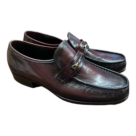 Vintage The Florsheim Nevada Black Cherry Leather Men’s Loafers Sz7.5D NIB