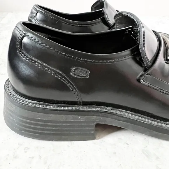 Vintage Y2K 90s Skechers Platform Loafer Black Leather 10 Chunky Menswear Grunge