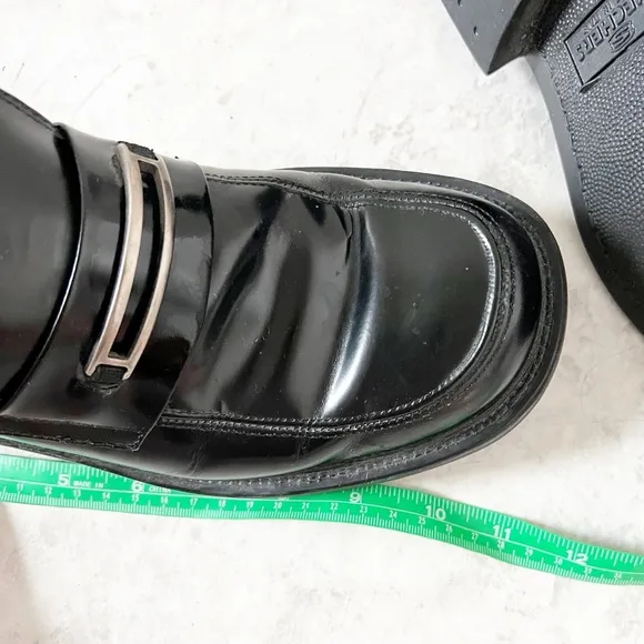 Vintage Y2K 90s Skechers Platform Loafer Black Leather 10 Chunky Menswear Grunge