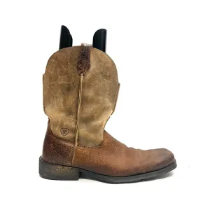 Vintage Y2K mens brown leather square toe western style pull on roper boots
