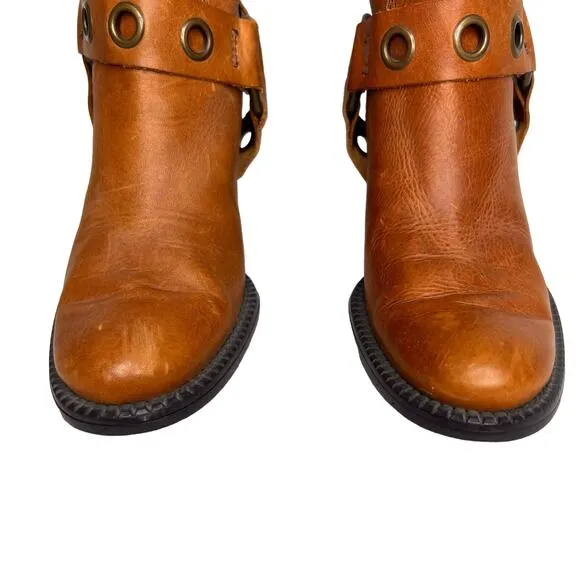 Vintage Y2K Tommy Hilfiger Size 7 Stack Heel Western Buckle Boots Mid Calf