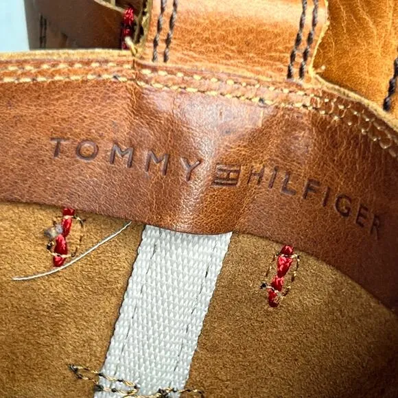 Vintage Y2K Tommy Hilfiger Size 7 Stack Heel Western Buckle Boots Mid Calf