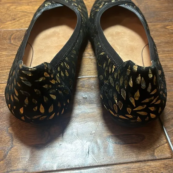 VIONIC Black Foil CAROLL BALLET FLAT, size 9