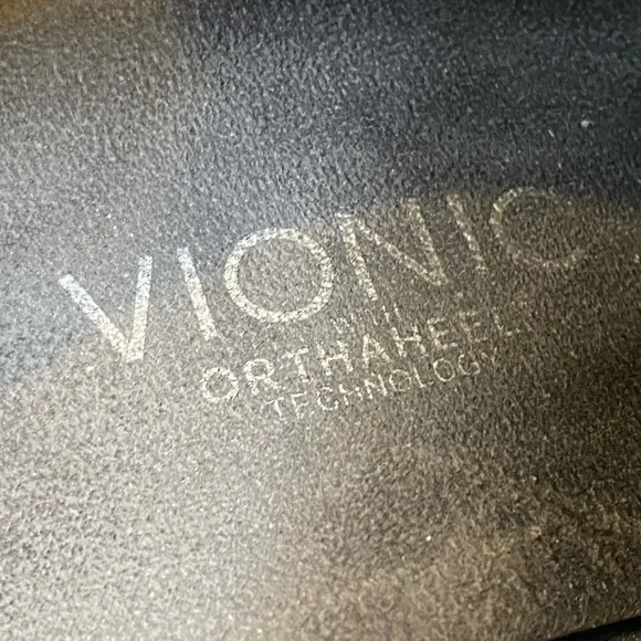 Vionic buckle strap flats detail pewter metallic vegan slip ons mules for women