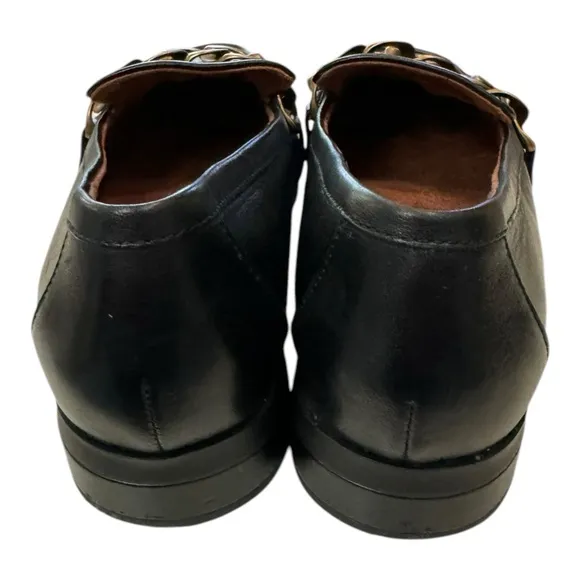 Vionic Mizelle Black Women's Leather Slip-on Chain Loafers Flats 6.5