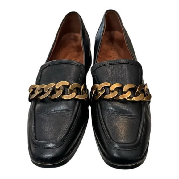Vionic Mizelle Black Women's Leather Slip-on Chain Loafers Flats 6.5