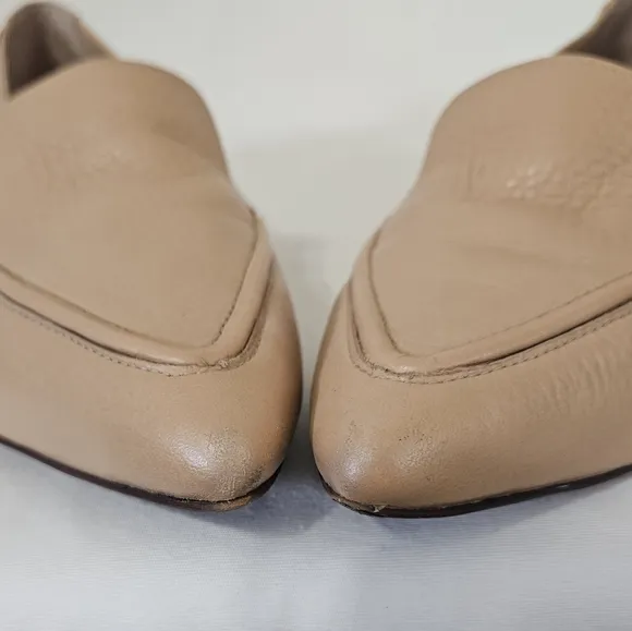 Vionic Noah Pointy Toe Tumbled Leather Loafer in Nude Beige Size 7