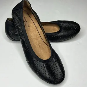 VIONIC Robyn‎ Perforated NPA Ballet Flats Black Leather Work Office Comfort 7.5