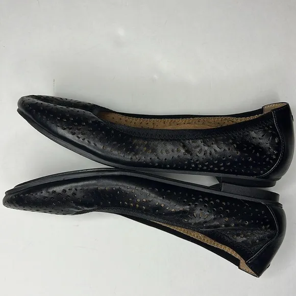 VIONIC Robyn‎ Perforated NPA Ballet Flats Black Leather Work Office Comfort 7.5