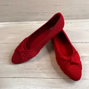 VIVAIA Bibi Red Almond Toe Knotted Flats 41, US-10 NEW Sustainable Comfort Shoe