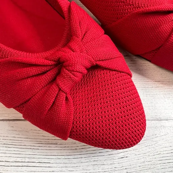 VIVAIA Bibi Red Almond Toe Knotted Flats 41, US-10 NEW Sustainable Comfort Shoe