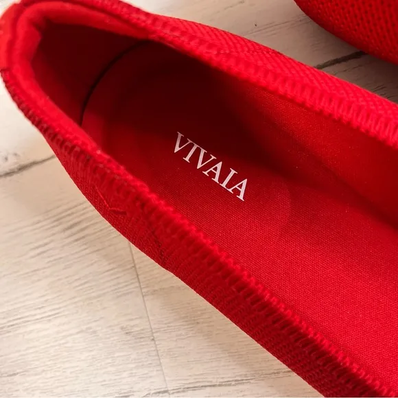 VIVAIA Bibi Red Almond Toe Knotted Flats 41, US-10 NEW Sustainable Comfort Shoe