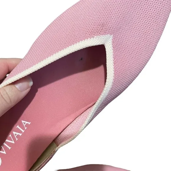 VIVAIA Pink Sustainable Eco Friendly V Shaped Pointed Toe Vienna Flats
