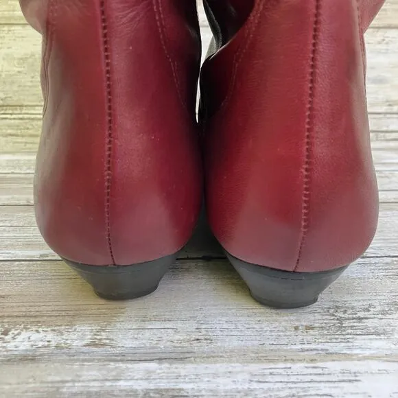 VTG Etienne Aigner Leather Boots Sz 9N Red Calf Height Western Cowgirl 80s 90s