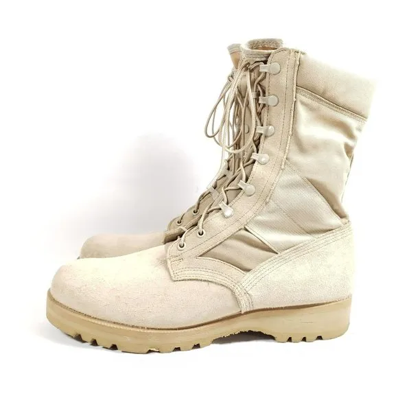 Wellco Military Combat Boots Men's Size 12.5 Reg. Desert Sand Suede Leather