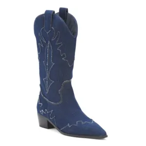 WEWOREWHAT Denim Denim Cowboy Boots