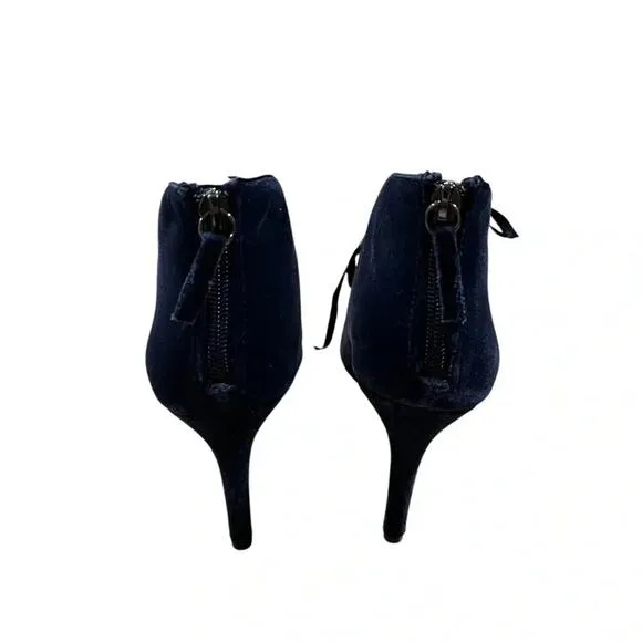 White House Black Market Blue Velvet Lace Up Boots Size 8.5 NWOT