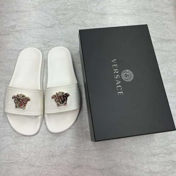 White Versace Poolside Sandals