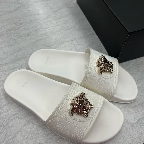 White Versace Poolside Sandals