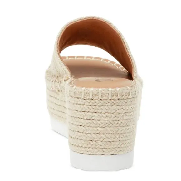 Wild Pair Shermer Slide Espadrille Platform Wedge Sandals in Tan Size 9.5