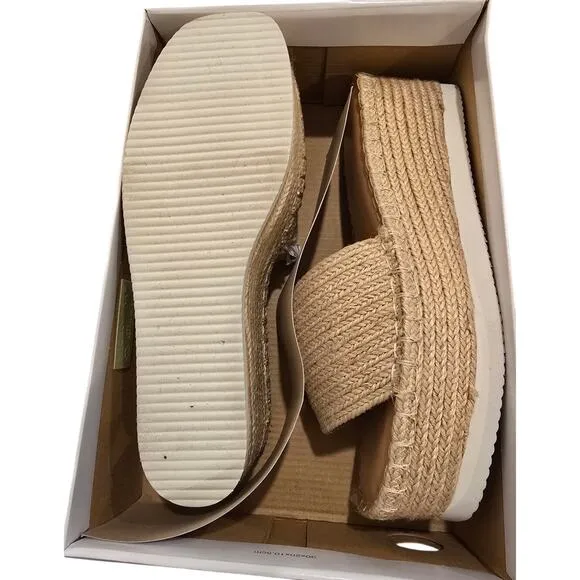Wild Pair Shermer Slide Espadrille Platform Wedge Sandals in Tan Size 9.5