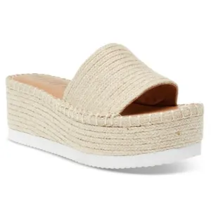 Wild Pair Shermer Slide Espadrille Platform Wedge Sandals in Tan Size 9.5