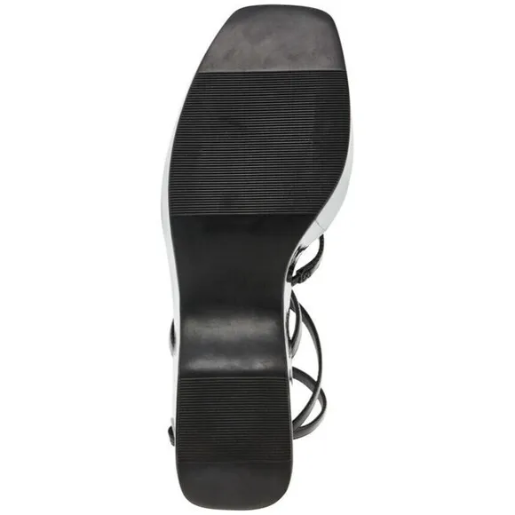 Wild Pair Women's Platform Wedge Sandals  Merina Strappy Black Patent Shiny 9.5