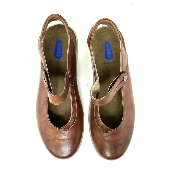 Wolky Drio Comfort Sandals Cognac Vegi Leather