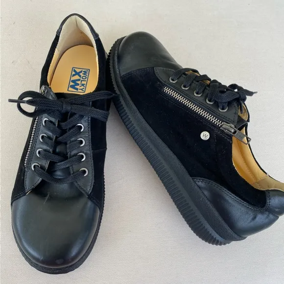 Wolky Pro XW Sneaker Lace Up Zipper Black  41 Us 9.5