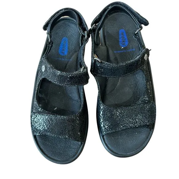 Wolky Rio Sandals Womens Size 37 EU 6 US Black Leather Strapped Comfort Shoes