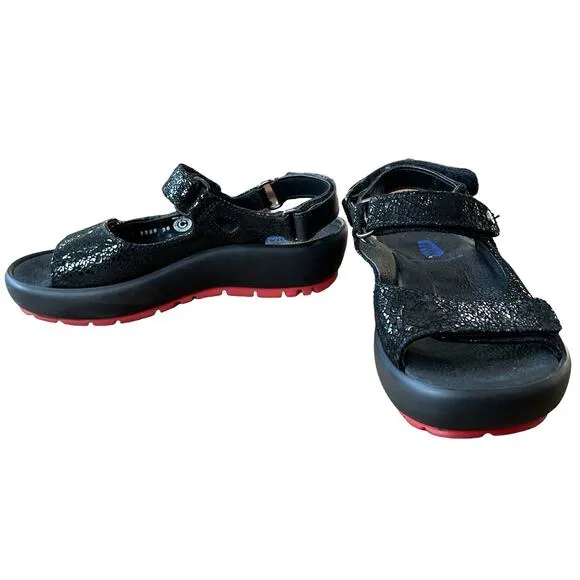 Wolky Rio Sandals Womens Size 37 EU 6 US Black Leather Strapped Comfort Shoes