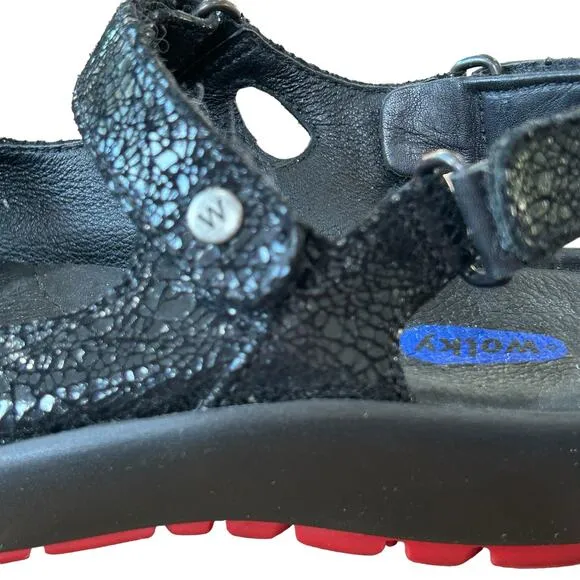 Wolky Rio Sandals Womens Size 37 EU 6 US Black Leather Strapped Comfort Shoes