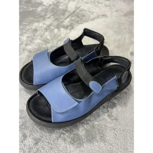 Wolky Women’s platform sandal, size 42 Blue Adjustable, leather open toe comfort