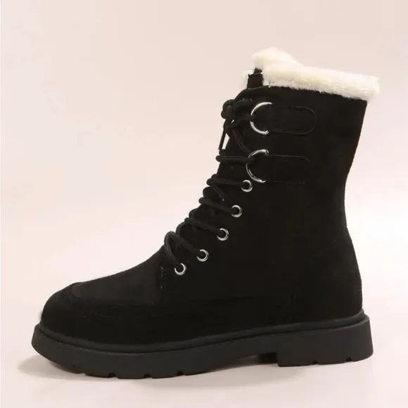 🍁Women Thermal Lace-Up Front Thermal Lined Faux Suede Snow Boots