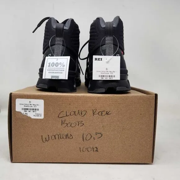 Women's 10.5 ON Cloudrock 2 Waterproof hiking boots Black / Eclipse