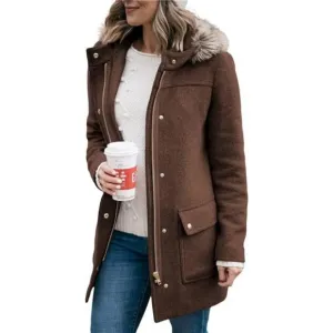 Women's Coats Fall Winter Warm Mid Length Pea Coats Elegant Jackets
