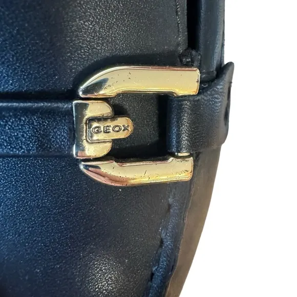 Women’s Geox Respira Size 8 Black Allytah Italian Made Leather Loafers