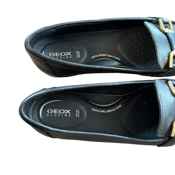 Women’s Geox Respira Size 8 Black Allytah Italian Made Leather Loafers