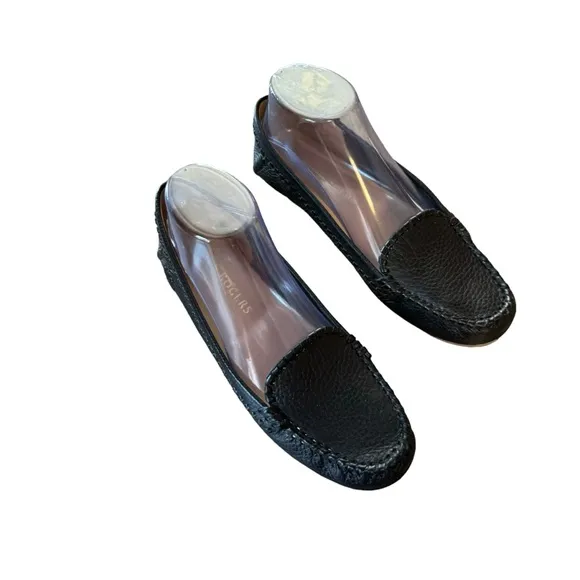 Women’s Jack Rogers Size 7.5 Black Pebbled Leather (Upper and Lining) Loafers