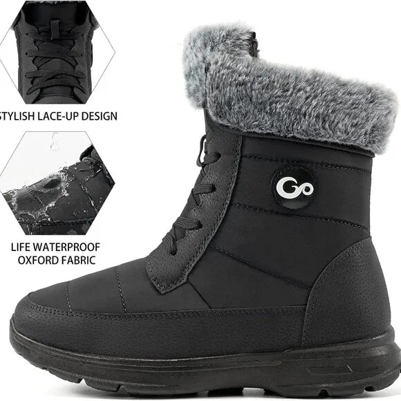 Women's Lace Up Waterproof Ankle Booties Comfortable Non Slip Shoes