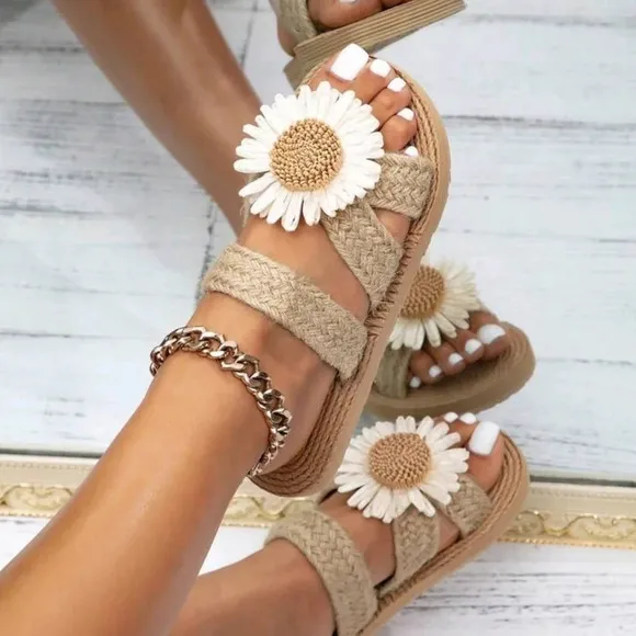 Women's Sandals In Khaki, Suitable For Outdoor, Beach, Vacation