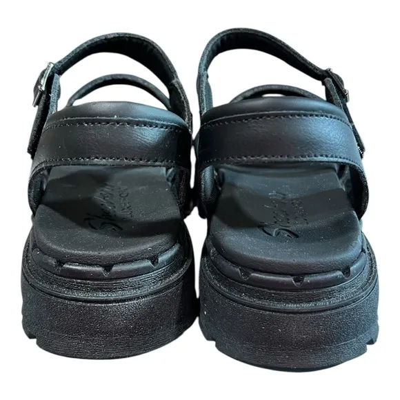 Women's Size 10 Skechers Jammers-Poppin Sandals Black Lug Sole NEW Luxe Foam