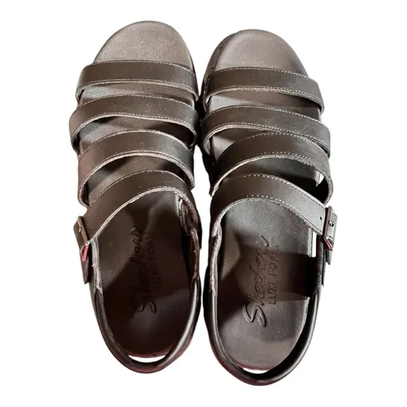 Women's Size 10 Skechers Jammers-Poppin Sandals Black Lug Sole NEW Luxe Foam