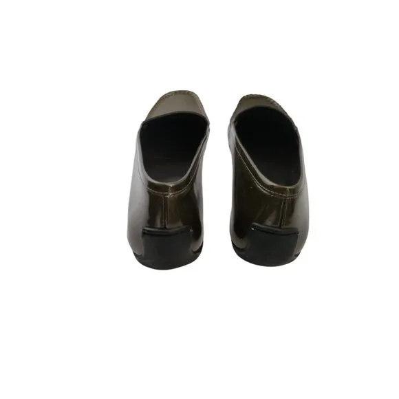 Women's Stuart Weitzman Patent Leather Olive Loafers Moc 8.5 N Narrow