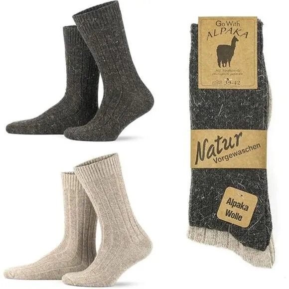 Wool Socks for Men &amp; Women, Alpaca-Merino Blend Warm Cozy Crew Socks, Thermal
