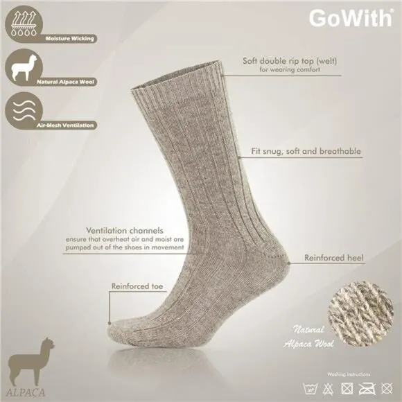 Wool Socks for Men &amp; Women, Alpaca-Merino Blend Warm Cozy Crew Socks, Thermal