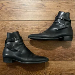 YSL Wyatt black leather boots